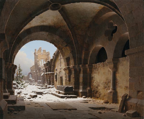 Kirchenruine im Winter. 1848 à Carl Georg Hasenpflug