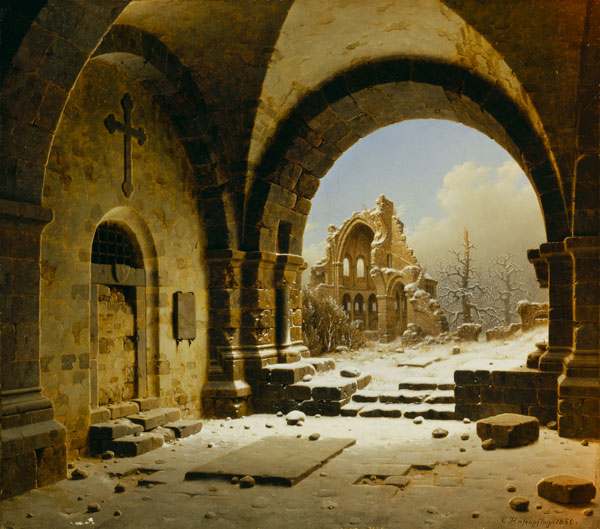 Cloister Ruins in Winter à Carl Georg Hasenpflug