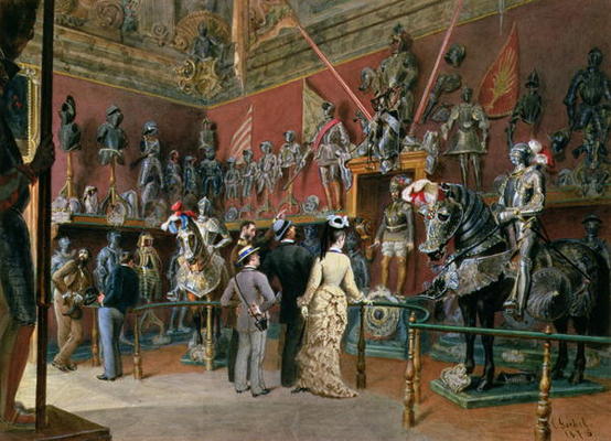 The first Armoury Room of the Ambraser Gallery in the Lower Belvedere, 1875 (w/c) à Carl Goebel