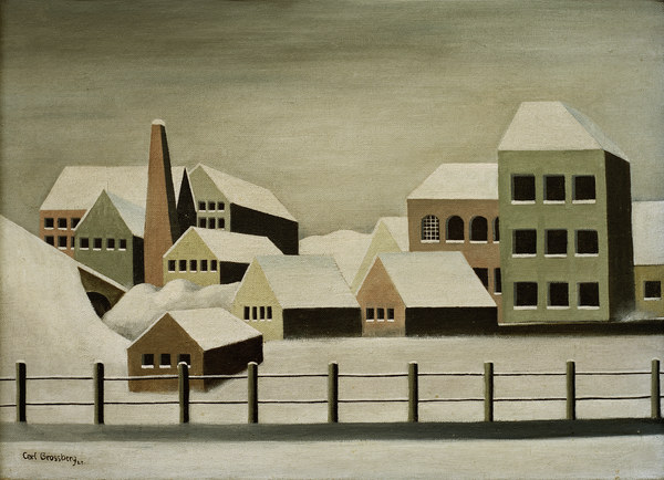 Fabriklandschaft im Schnee, 1923. à Carl Grossberg