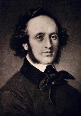 Portrait of Felix Mendelssohn (1809-47) engraved by F. Bruckmann (engraving) à Carl Jaeger