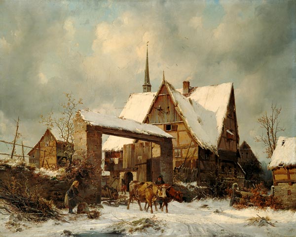 ferme paysanne en hiver à Carl Julius von Leypold