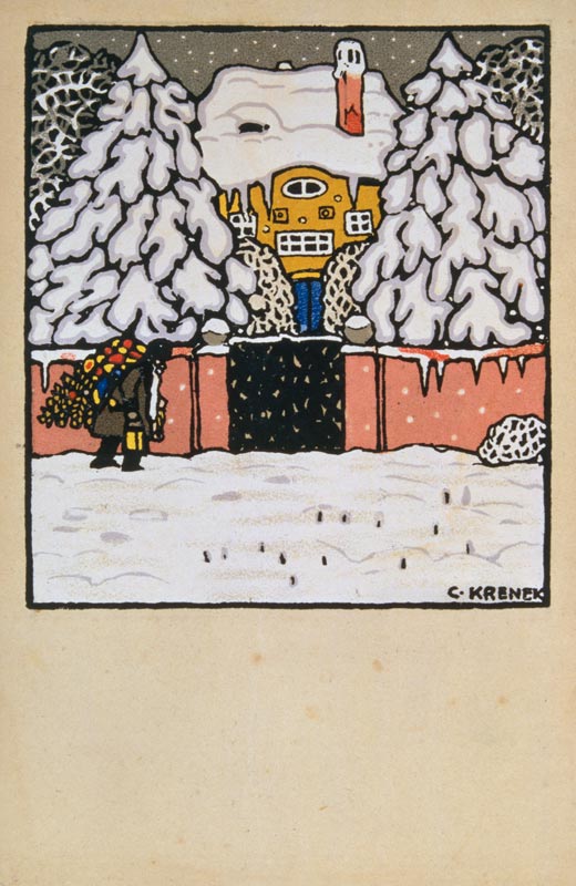 Christmas card of the Wiener Werkstätten, No.629 à Carl Krenek