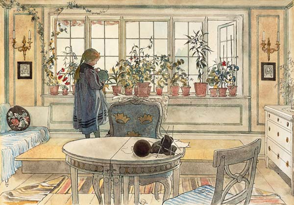 Flowers on the Windowsill, from 'A Home' series à Carl Larsson
