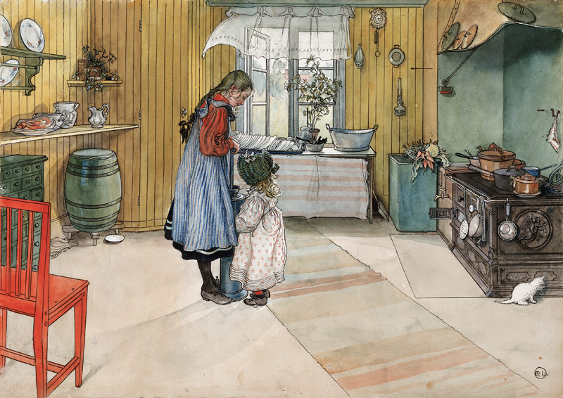In the kitchen à Carl Larsson