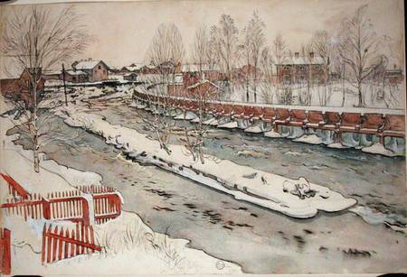 The Timber Chute, Winter Scene, from 'A Home' series à Carl Larsson