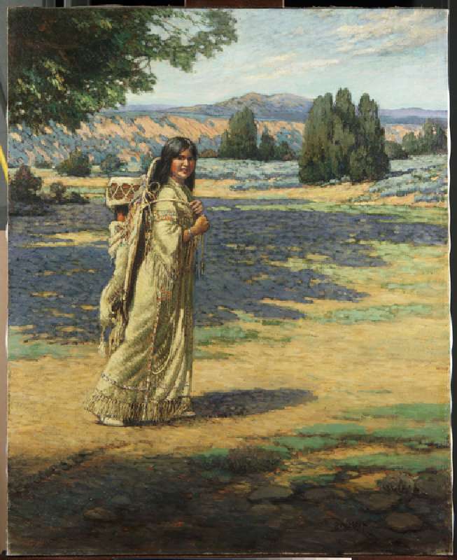 Indian woman with papoose (oil on canvas) à Carl Moon