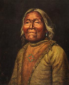 Nar-Ah-Kee Gie Etsu, Old Apache Scout (oil on canvas)