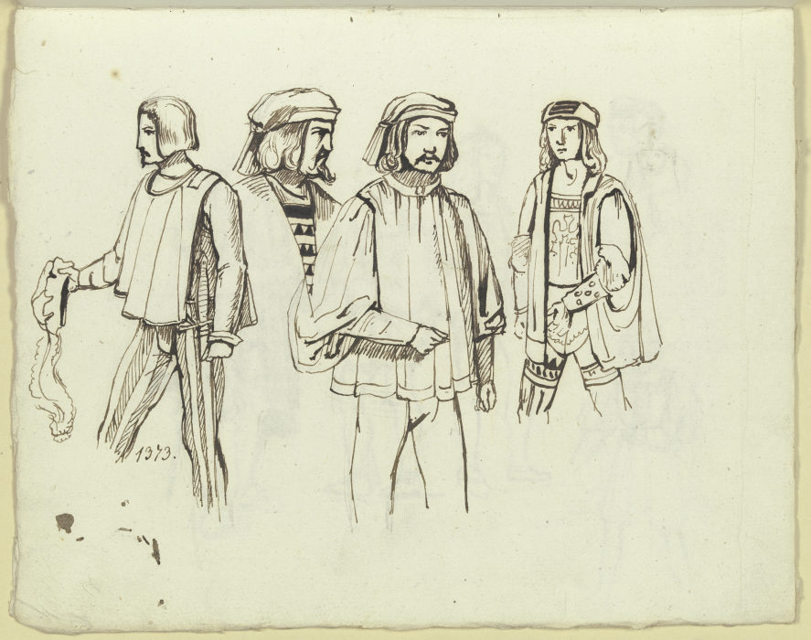 Vier männliche Figuren in mittelalterlicher Tracht à Carl Philipp Fohr