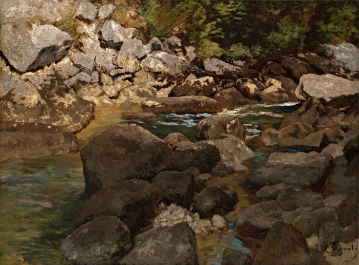 Mountain Stream with Boulders à Carl Schuch