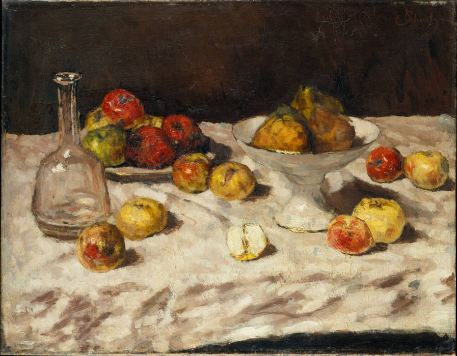 Still Life with Apples, Pears and a Carafe à Carl Schuch