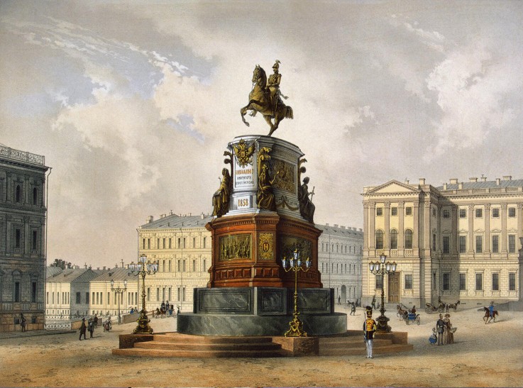 View of the Monument to Emperor Nicholas I on Saint Isaac's Square à Carl Schulz