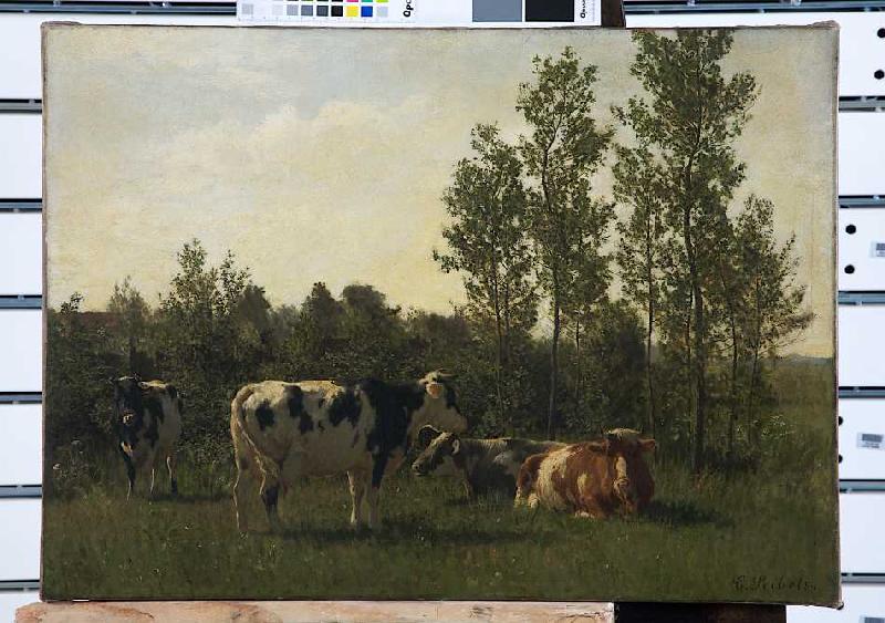 Viehweide (Landschaft mit Kühen) à Carl Seibels