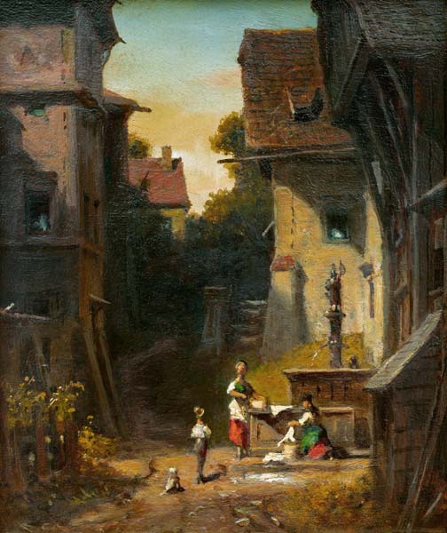 Spitzweg / At the City Well / c. 1865 à Carl Spitzweg