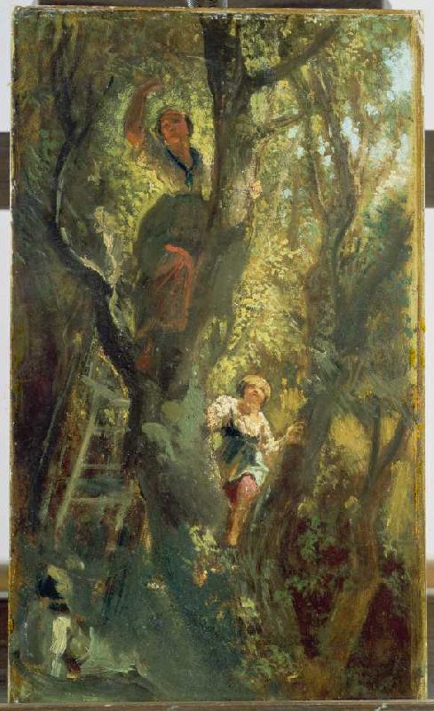 Mädchen auf dem Baum à Carl Spitzweg