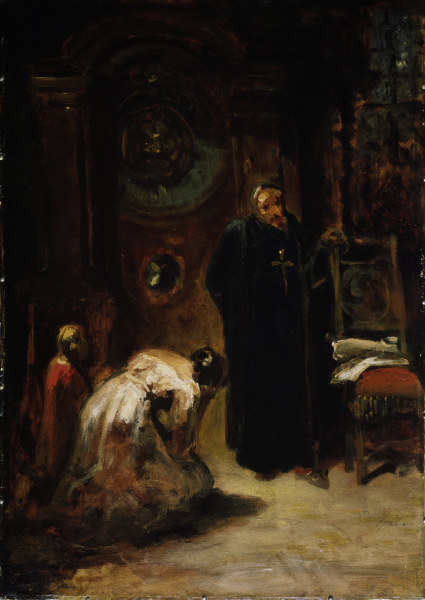 Spitzweg / Confession / Painting, c.1875 à Carl Spitzweg