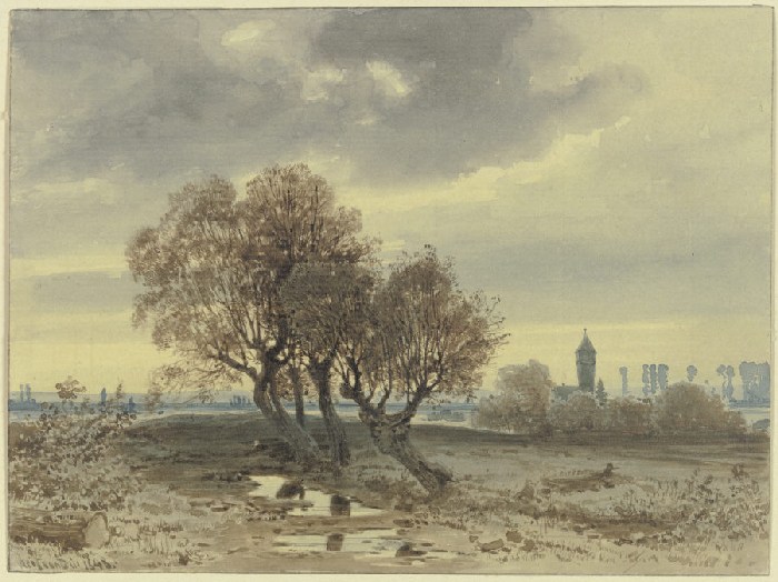 Tree group at a river à Carl Theodor Reiffenstein