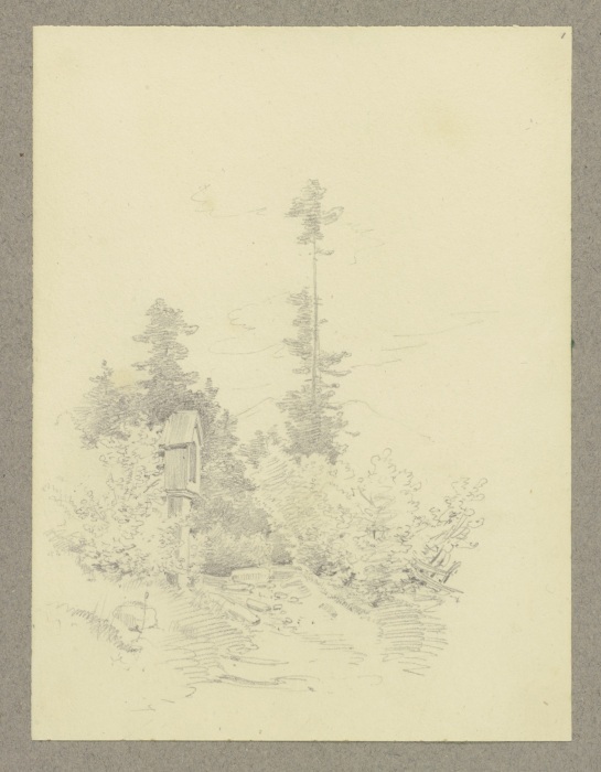 Wayside shrine in a forest à Carl Theodor Reiffenstein