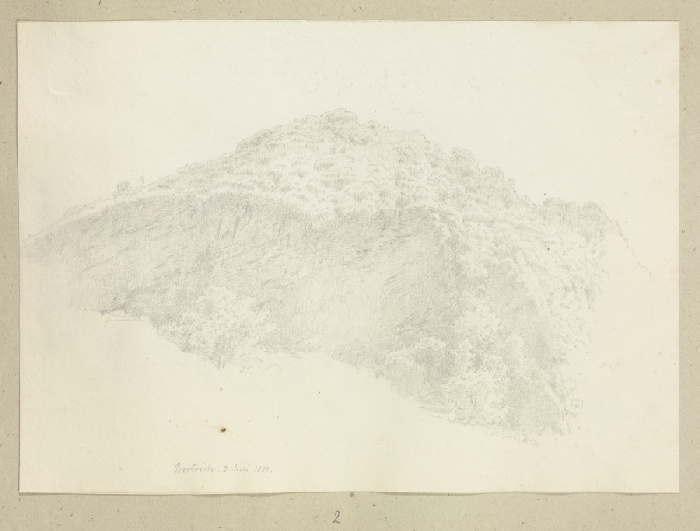 Felswand einer bewaldeten Bergkuppe bei Bertrich à Carl Theodor Reiffenstein