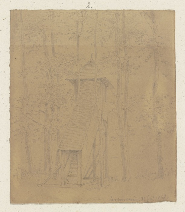 Hölzerner Aussichtsturm im Wald à Carl Theodor Reiffenstein