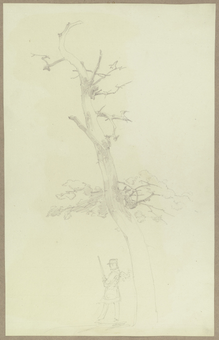 Kahler Baum, darunter ein Jäger à Carl Theodor Reiffenstein