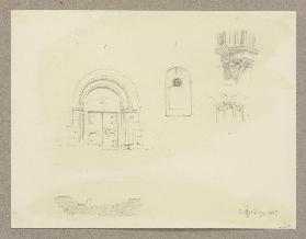 Studienblatt: Portal zum Laienrefektorium des Klosters Eberbach sowie weitere romanische und gotisch