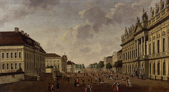 View of the armory and Unter den Linden Street à Carl Traugott Fechhelm