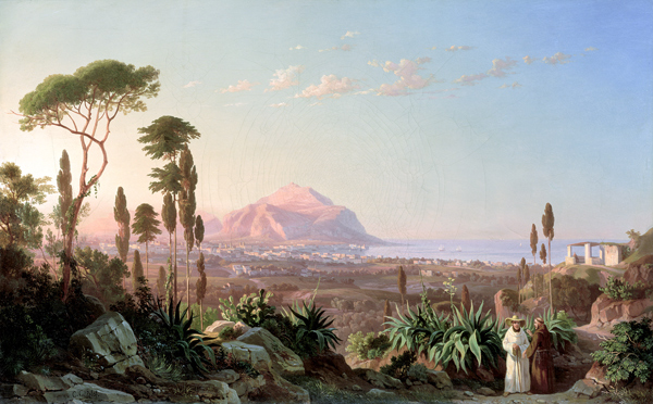 Palermo with Mount Pellegrino, c.1850 (oil on canvas) à Carl Wilhelm Götzloff