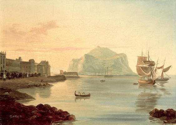 Palermo Harbour with Mount Pellegrino, 1831 (oil on canvas) à Carl Wilhelm Götzloff