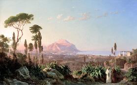 Palermo with Mount Pellegrino, c.1850 (oil on canvas)