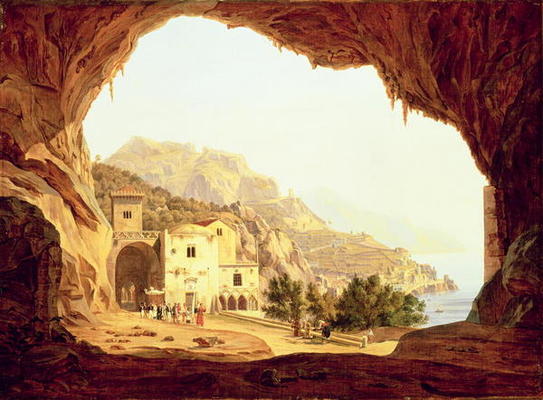 View from a Grotto over the Amalfi Coast, c.1842 (oil on canvas) à Carl Wilhelm Götzloff