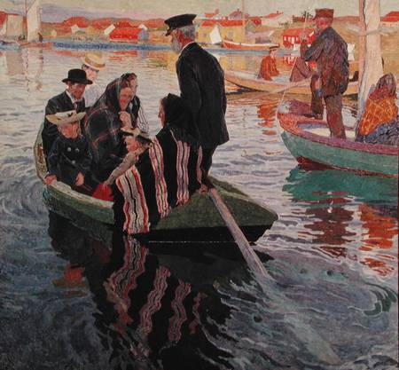 Church Goers in a Boat à Carl Wilhelmson