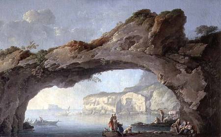 A Great Rock Arch with a view through to the Sea of Naples à Carlo Bonaria ou Bonavia