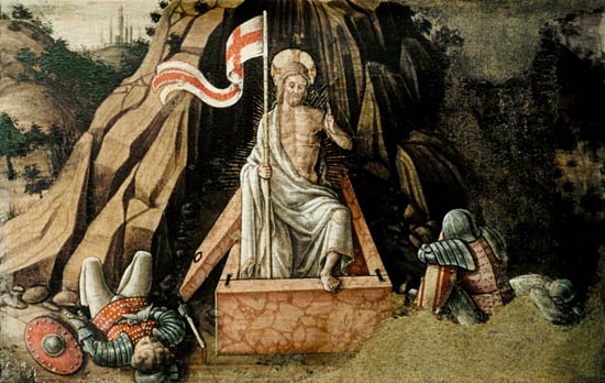 The Resurrection, right hand predella panel from the San Silvestro polyptych à Carlo Crivelli