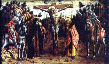 The Crucifixion, central left hand predella panel from the San Silvestro polyptych à Carlo Crivelli
