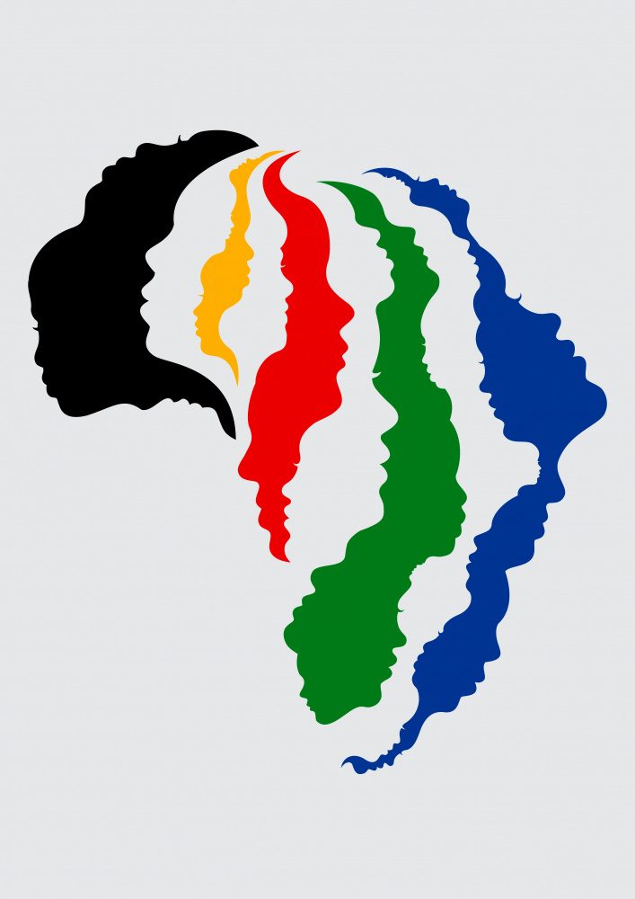 Africa continent colour face profiles à Carlo Kaminski
