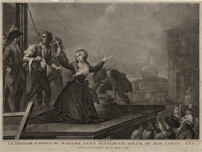 Madame Élisabeth de France, sister of the King, before the guillotine on 10th May 1794 à Carlo Lasinio