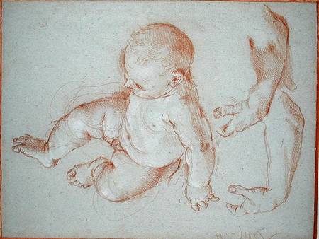 The Infant Romulus and two studies of a man's left arm à Carlo Maratta