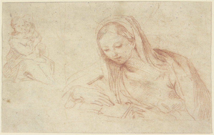 Lesende Maria (?), im Hintergrund Madonna mit Kind à Carlo Maratti