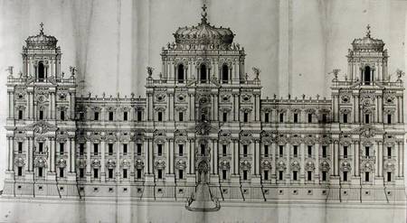 Project for the east facade of the Louvre, from 'Recueil du Louvre' volume I fol. 10 à Carlo Rainaldi