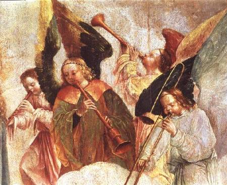 Four angels playing instruments (fresco) (detail à Carlos