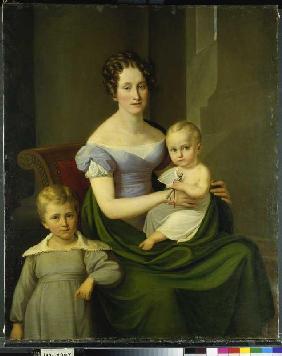 Bildnis der Caroline du Fay mit ihren zwei ältesten Kindern.