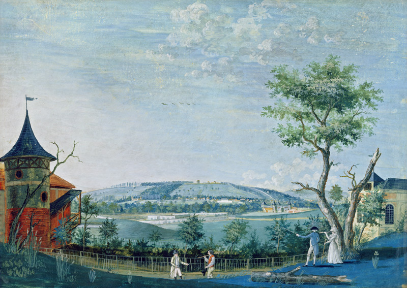 The Hermitage and the Old Castle in the Park at Le Raincy, 1754-93 (gouache on paper) à Carmontelle