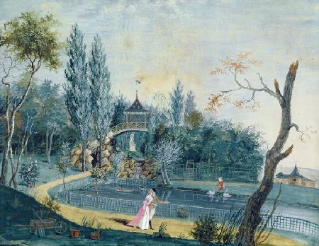 The Lake and Chinese Pavilion in the Park at Le Raincy, c.1754-93 (gouache on paper)