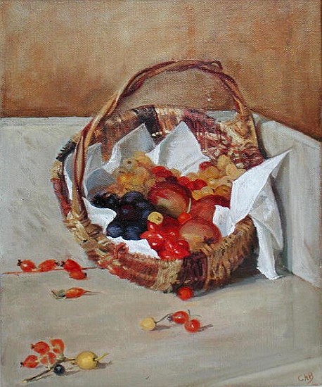 Basket of Fruit (oil on canvas)  à Caroline  Hervey-Bathurst