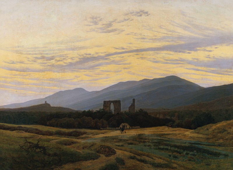 Ruine Eldena dans la montagne de géant à Caspar David Friedrich