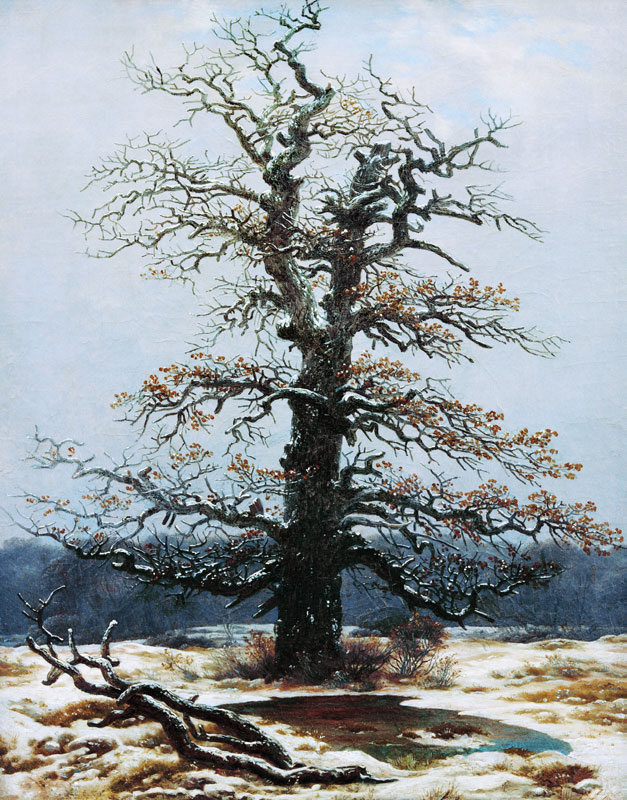 Chêne dans la neige à Caspar David Friedrich