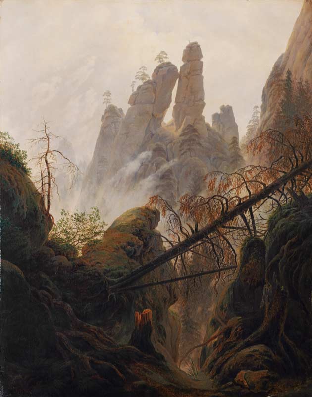 Ravin dans la montagne Elbsandsteing à Caspar David Friedrich