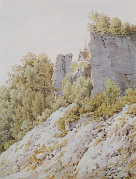 montagne rocheuse à la montagne Elbsandstein à Caspar David Friedrich