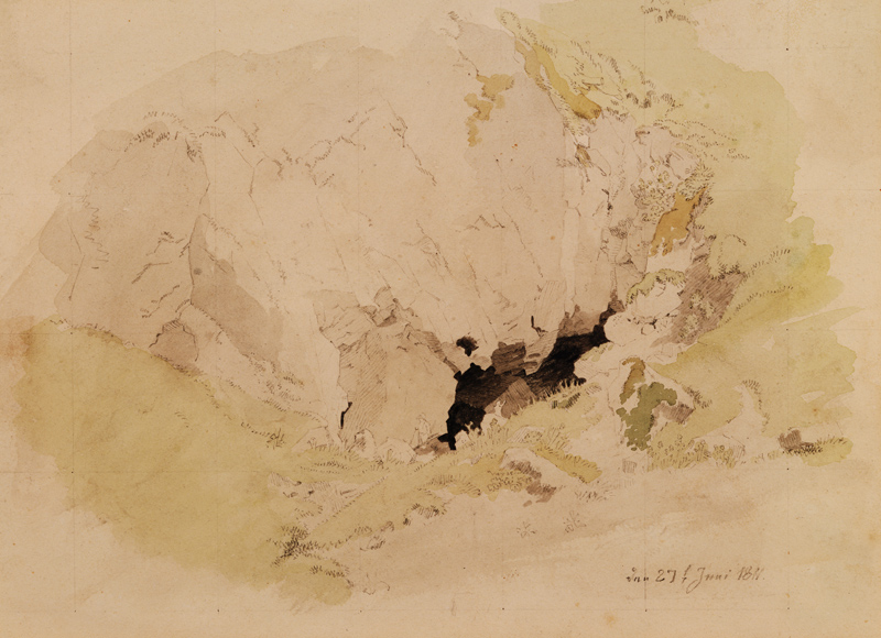 Caverne dans le rocher à Caspar David Friedrich